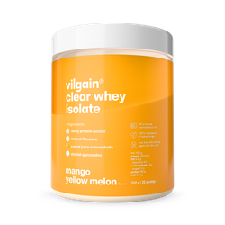 Vilgain Clear Whey Isolate Mango Yellow Lemon 500g Refreshing Protein Lemonade with 84% Protein | Naturally Sweetened with Stevia