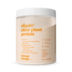 Vilgain Clear Plant Protein (700 g) Mango & Orange – Vegan Pea Protein Isolate, Refreshing Fruit-Flavored Protein Powder, Sugar-Free & Lactose-Free, 23 Servings for Muscle Building & Diet