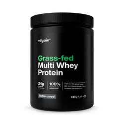 Vilgain Grass-Fed Multi Whey Protein Unflavoured 900 g| 3 Protein Sources for Extended Release | Digestive Enzyme Complex | Natural Stevia Sweetened Shake | Low Sugar & Fat | 23g Protein