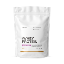 Vilgain Lactose Free Whey Protein Powder Vanilla Cream 1000g | 75% Protein | Low Temp Ultrafiltered Whey Concentrate | Stevia Sweetened | 23g Protein Per Serving | High BCAA Content