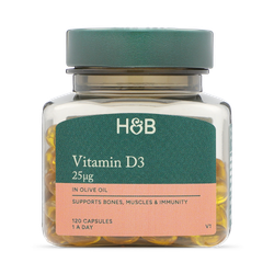 Holland & Barrett Vitamin D3 in Olive Oil 25ug 120 Softgel Capsules
