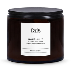 Fais Nourish It Scented Soy Candle with Ylang Ylang & Bergamot – Natural Home Fragrance – 440g