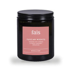 Fais Tuscan Nights Scented Soy Candle with Cypress, Orange & Geranium – Natural Home Fragrance – 154g