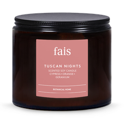 Fais Tuscan Nights Scented Soy Candle with Cypress, Orange & Geranium – 440g