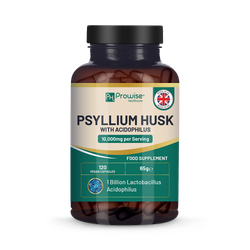 Psyllium Husk 10000mg with Acidophilus 1 Billion CFU, 120 Vegan Capsules | Natural Soluble Fibre Supplement from Plantago Ovata Seeds Made in The UK by Prowise Healthcare