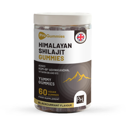 Himalayan Shilajit Gummies 3000mg with KSM-66 Ashwagandha, Vitamin B6 & B12 – 60 Vegan Gummies – Energy & Vitality Support for Men & Women – Blackcurrant Flavour – Prowise