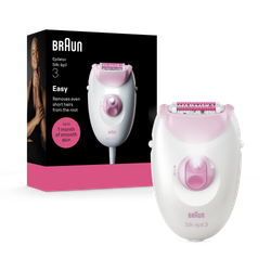 Braun Silk·épil 3, Corded Epilator, Lasting Smooth Skin, 3-000, Pink