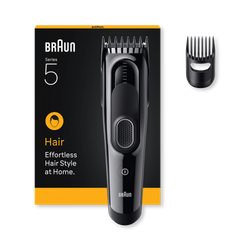 Braun Hair Clipper Series 5, +2 Styling Tools, Lifetime Sharp Blade, 9 Lengths, HC5510, Black