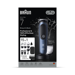 Braun All-in-One Series 7, 15in1 Grooming Kit, ProBlade, AutoSense, AIO7580, Blue