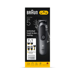 Braun All-in-One Kit Series 5, 7in1 Grooming, Sharp Blade, Body Trim, AIO5520, Grey