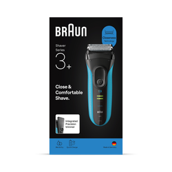 Braun Series 3+ Electric Shaver, Precision Trimmer, Wet & Dry, 3040S, Blue