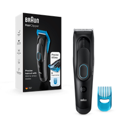 Braun Hair Clipper Series 5, Lifetime Sharp Blade, 9 Lengths, HC5010, Black