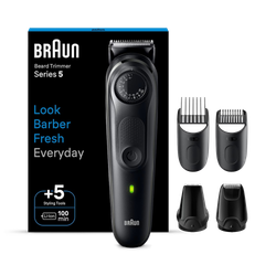 Braun Beard Trimmer Series 5, +5 Styling Tools, 20 Lengths, Sharp Blade, BT5430, Black