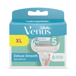 Gillette Venus Deluxe Smooth Sensitive Women's Razor Blade Refills, Pack of 6, 5 blades for a longer-lasting smooth shave