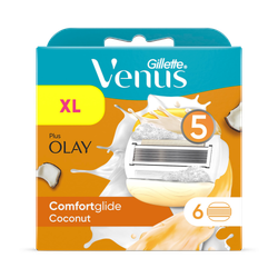Gillette Venus Comfortglide Coconut plus Olay Women's Razor Blade Refills, Pack of 6, 5 blades for a smooth, close shave that lasts
