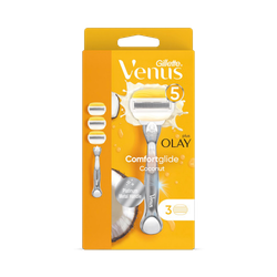 Gillette Venus Comfortglide Coconut plus Olay Women's Razor - 3 Blades, 5 blades for a smooth, close shave that lasts
