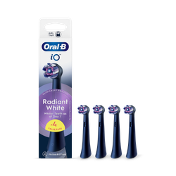Oral-B iO Series Radiant White Black, Original Brush Heads for Teeth Whitening, 4