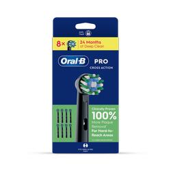 Oral-B Pro Cross Action Black Toothbrush Heads, 8 Counts