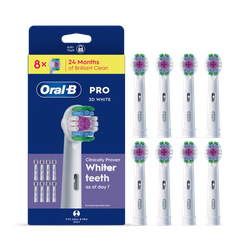 Oral-B Pro 3D White Toothbrush Heads, 8 Counts