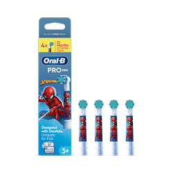 Oral-B PRO Kids Toothbrush Head, Featuring Marvel Spiderman for Ages 3+, Pack of 4
