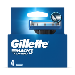 Gillette Mach3 Turbo Razor Refills for Men, 4 Razor Blade Refills