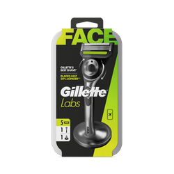 GilletteLabs With Exfoliating Bar Razor, 1 Handle, 5 Blades, 1 Magnetic Stand, 1 Travel Case
