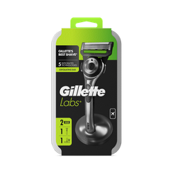 GilletteLabs With Exfoliating Bar Razor, 1 Handle, 2 Blades, 1 Magnetic Stand, 1 Travel Case