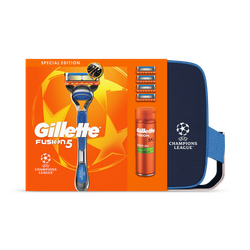 Gillette Fusion5 UCL Razor For Men, 1 Gillette Razor, 3 Replacement blades, Shave Gel 200ml, Washbag