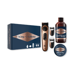 King C. Gillette Men's Beard Trimmer PRO Gift Set With Precision Wheel, Wash and Balm