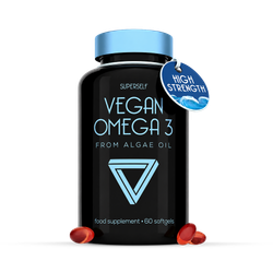 SuperSelf Vegan Omega-3 from Algae Oil with Flaxseed Oil, Astaxanthin, Vitamin E 60 Softgels