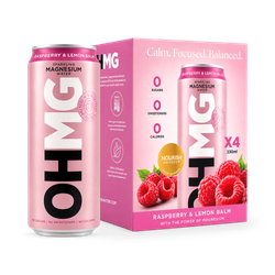 OHMG Raspberry & Lemon Balm Sparkling Magnesium Water - 4x 330mL