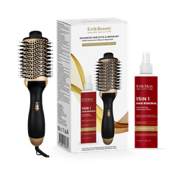 Erth Skin London  ADVANCED HAIR STYLE & REPAIR SET (ALL-IN-ONE PROFESSIONAL HAIR BRUSH + 15-IN-1 HAIR SPRAY – 100ML)