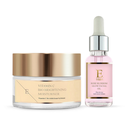 Erth Skin London  Rose Blossom Glow Facial Oil 30ml + Vitamin C Bio Brightening Moisturiser 50ml