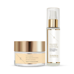 Erth Skin London  Vitamin C Bio Brightening Moisturiser 50ml + Hyaluronic acid & Collagen Serum 60ml