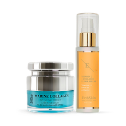 Erth Skin London  Marine Collagen SPF50 Day Cream 50ml +VITAMIN C + COLLAGEN ELIXIR SERUM 60ML