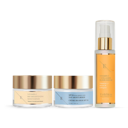 Erth Skin London  VITAMIN C + COLLAGEN ELIXIR SERUM 60ML + Vitamin C Bio Brightening Moisturiser 50ml+SPF 30 Hyaluronic Acid Day Cream 50ml