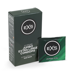 EXS Jumbo 69mm XX-Large Condoms Vegan Extra Large Size 12 Pack