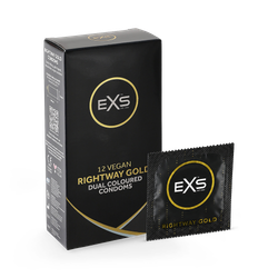 EXS Rightway Gold Condoms Vegan Gold Coloured Tip 12 Pack