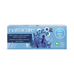 Natracare Organic Cotton Non-applicator Tampons 20 Count | Super Absorbency| Toxin-Free, Plastic-Free| Pack of 1