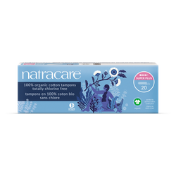 Natracare Organic Cotton Non-applicator Tampons 20 Count | Super Plus Absorbency | Toxin-Free, Plastic-Free| Pack of 1