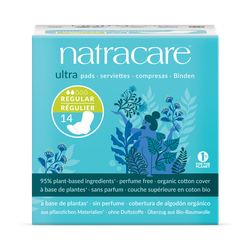 Natracare Ultra Pads with wings 14 Count | Regular Absorbency | Pack of 1
