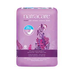 Natracare Maxi Pads without wings 12 Count | Super Absorbency | Pack of 1