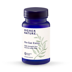 Higher Nature Pro-Gut Extra - 20Billion CFU Live Bacteria - 6 Synbalance® Strains with FOS - 30 Vegan Capsules