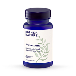 Higher Nature Pro-Immune - 10 Billion CFU Live Bacteria - 7 Strains with Elderberry 500mg & Zinc 5mg - 30 Vegan Capsules