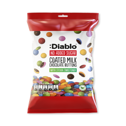 Diablo No Added Sugar Coated Milk Chocolate Buttons 40g