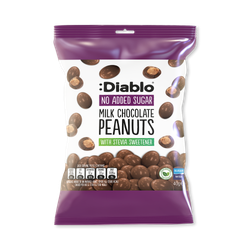 Diablo No Added Sugar Milk Chocolate Peanuts 40g