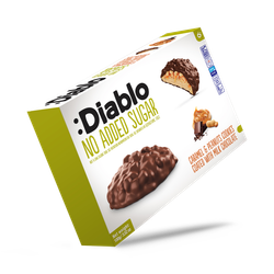 Diablo No Added Sugar Milk Chocolate Coated Cookies Caramel and Peanut 100g