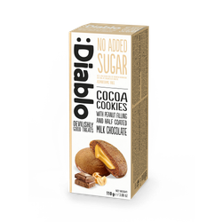 Diablo No Added Sugar Cocoa Cookies Peanut Filling Half Coated Milk Chocolate 110g