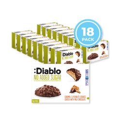 Diablo No Added Sugar Milk Chocolate Coated Cookies Caramel and Peanut 100g Pack of 18