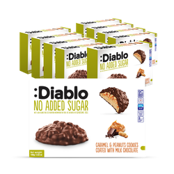 Diablo No Added Sugar Milk Chocolate Coated Cookies Caramel and Peanut 100g Pack of 9